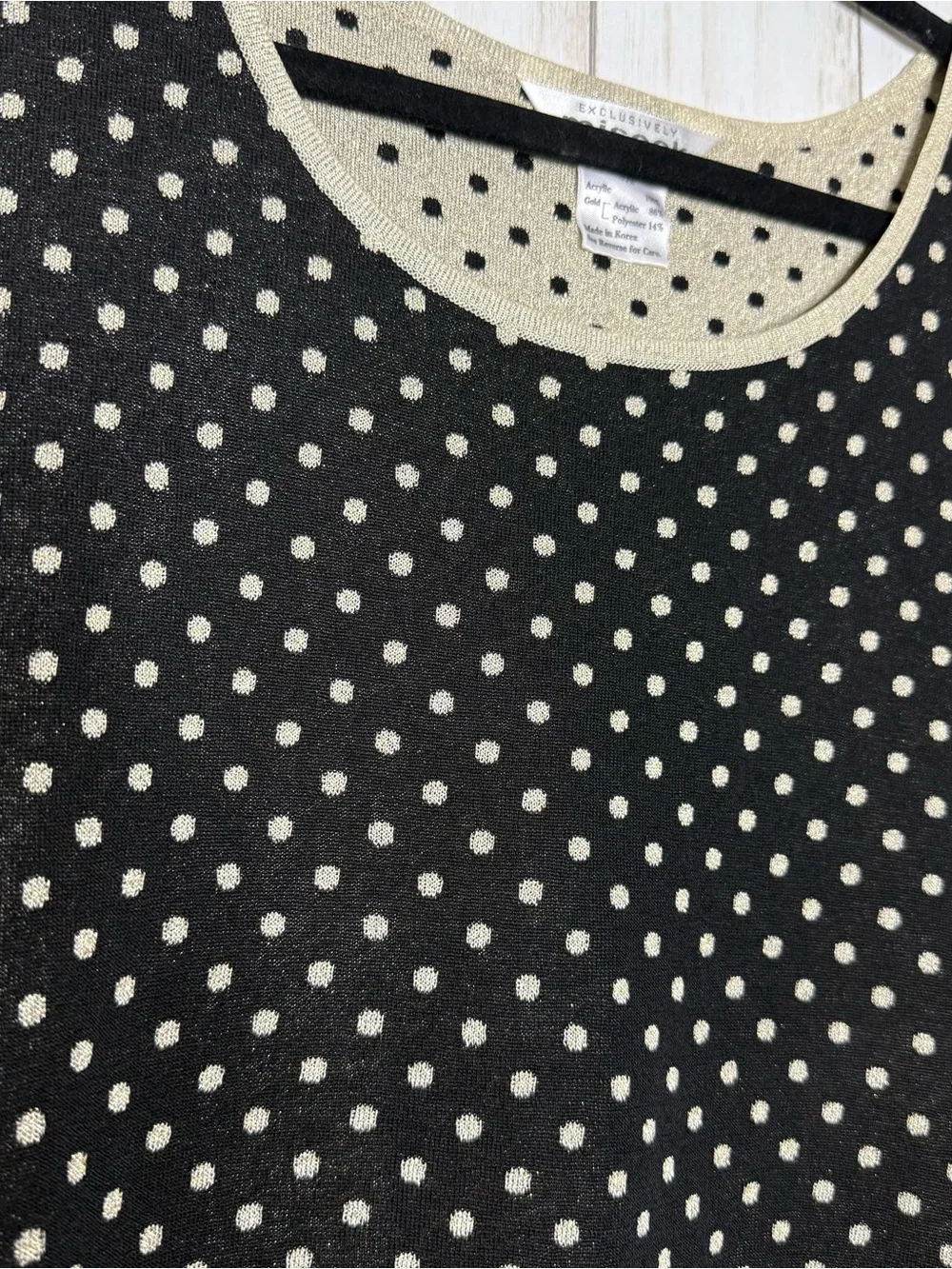 Misook Black Tank with Beige Polka Dots 3X